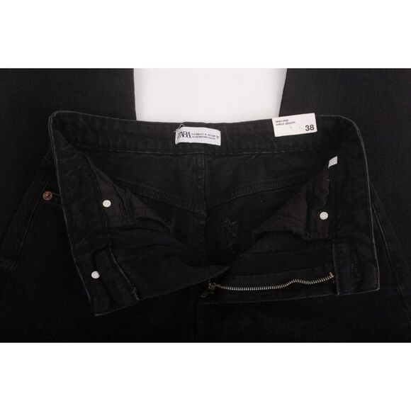 Zara Womans Stove Pipe Jeans US 6 EU 38 Black Denim Ankle High rise 8197/259 NWT - Picture 6 of 7